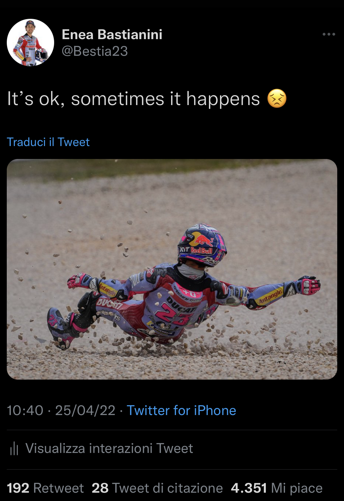 Enea Bastianini – post Twitter